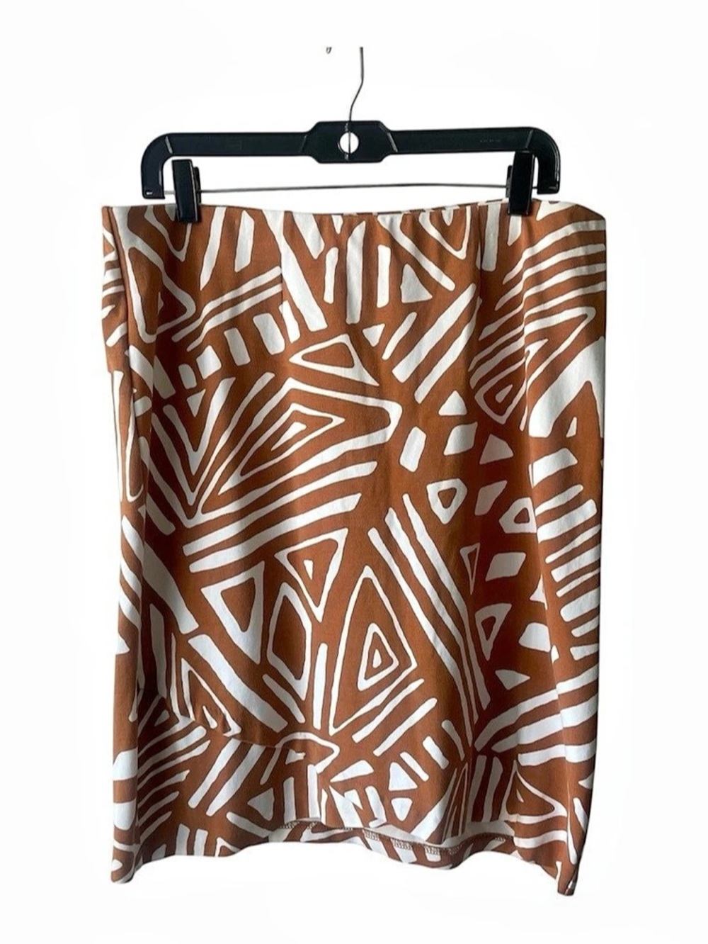 Cato Geometric Mini Skirt in Brown & White Size Large